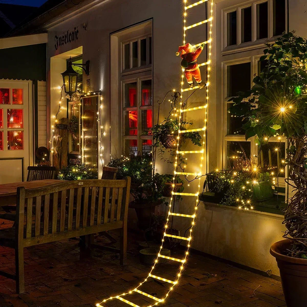 Outdoor Lighting Xmas - クリスマスデコレーション用LEDストリングライト,吊り下げストリップライト,サンタクロース,屋内外,窓,庭,クリスマスツリー,家庭用