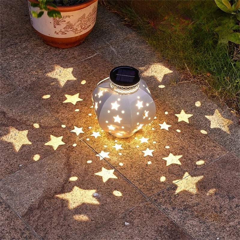 Outdoor Lighting Yard Decoration - ガーデンスタープロジェクターランプ吊り下げ式ソーラーライト屋外用吊り下げ式ソーラーランタンレトロソーラーランプハンドル付き屋外庭園装飾