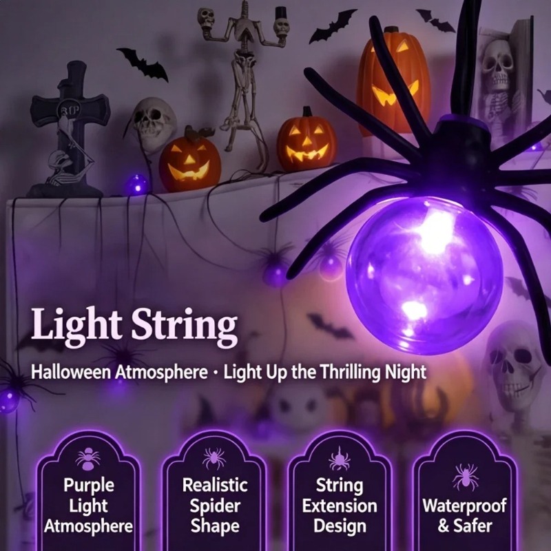 Outdoor Lighting Yard Decoration - 電池式スパイダーLEDストリングライト、ハロウィン屋外装飾、庭やガーデンパーティー用