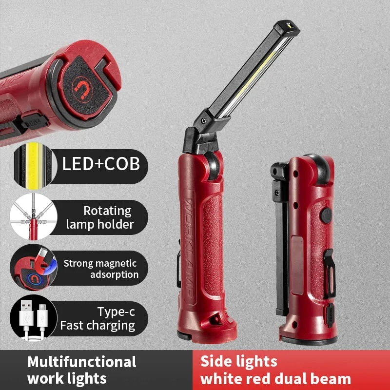Outdoor Lighting Nearby - COB LED ワークライト充電式折りたたみ懐中電灯屋外キャンプ車修理照明ポータブルランプ磁気吊り下げフック付き
