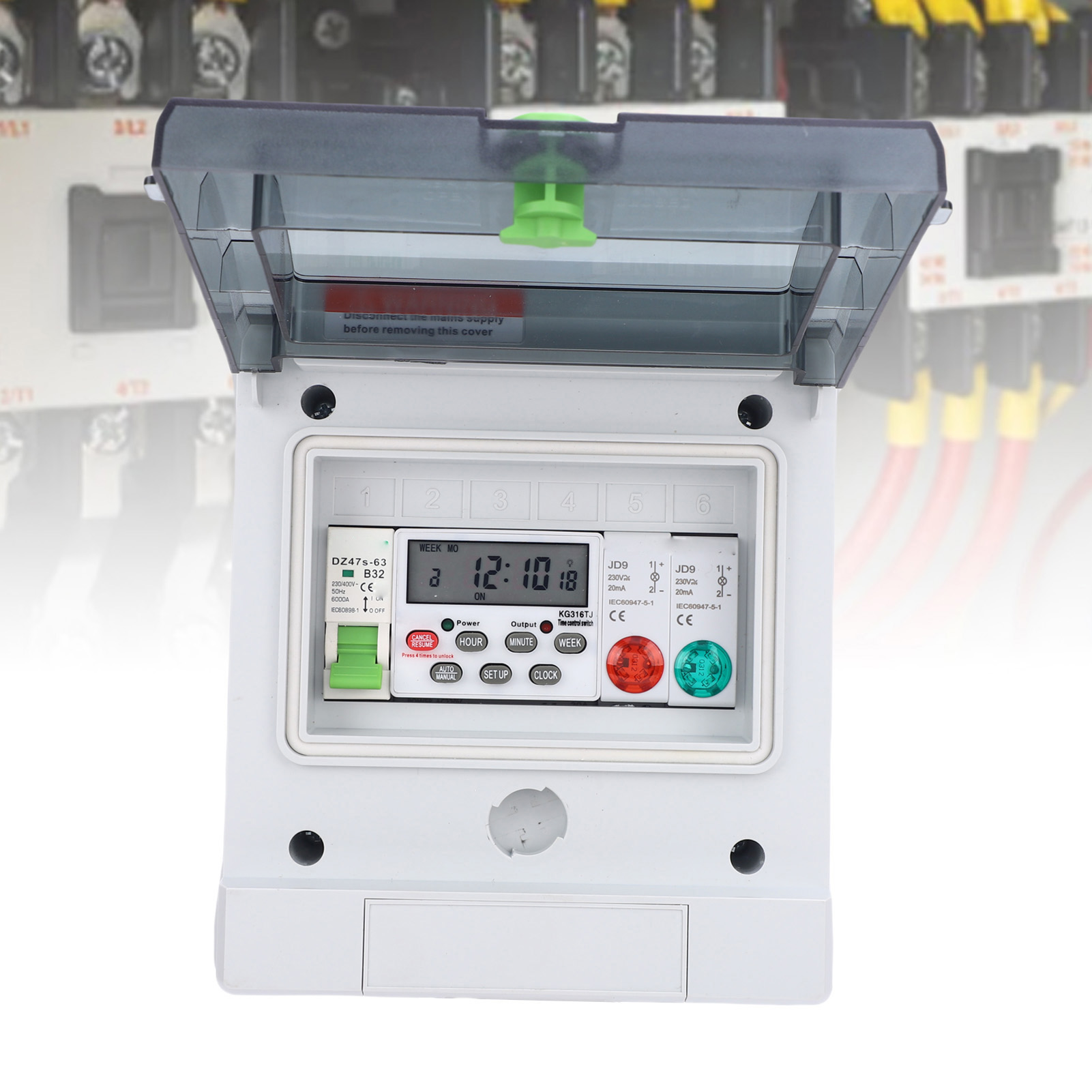 Outdoor Lighting Timer Switch - 屋外防水配電ボックス 32A 電気時間制御スイッチ プログラム可能なデジタルタイマー 街路灯ポンプ用