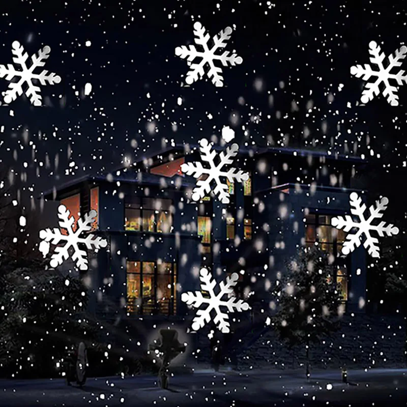 Outdoor Lighting Xmas - クリスマススノーフレークレーザーライト降雪プロジェクターIP65移動雪屋外ガーデンレーザープロジェクターランプ新年パーティーの装飾用