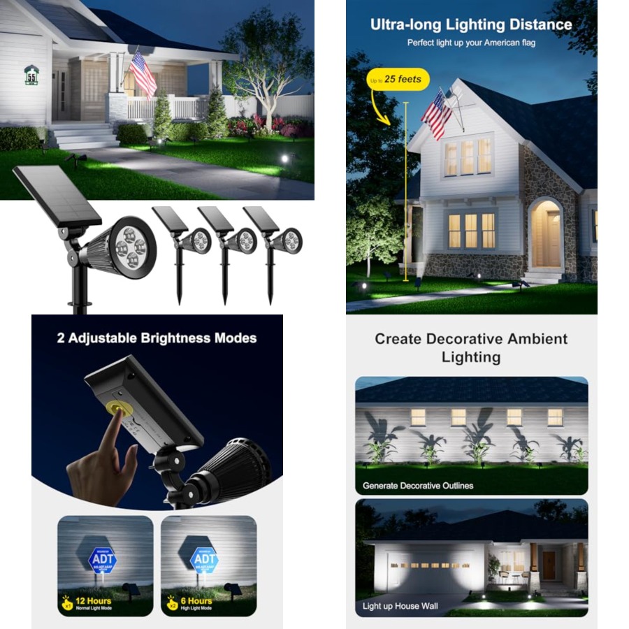 Led Flood Light - ソーラースポットライト 屋外防水ライト 木、彫像、花、植木鉢、低木、壁用 明るいLED屋外景観投光器 海用
