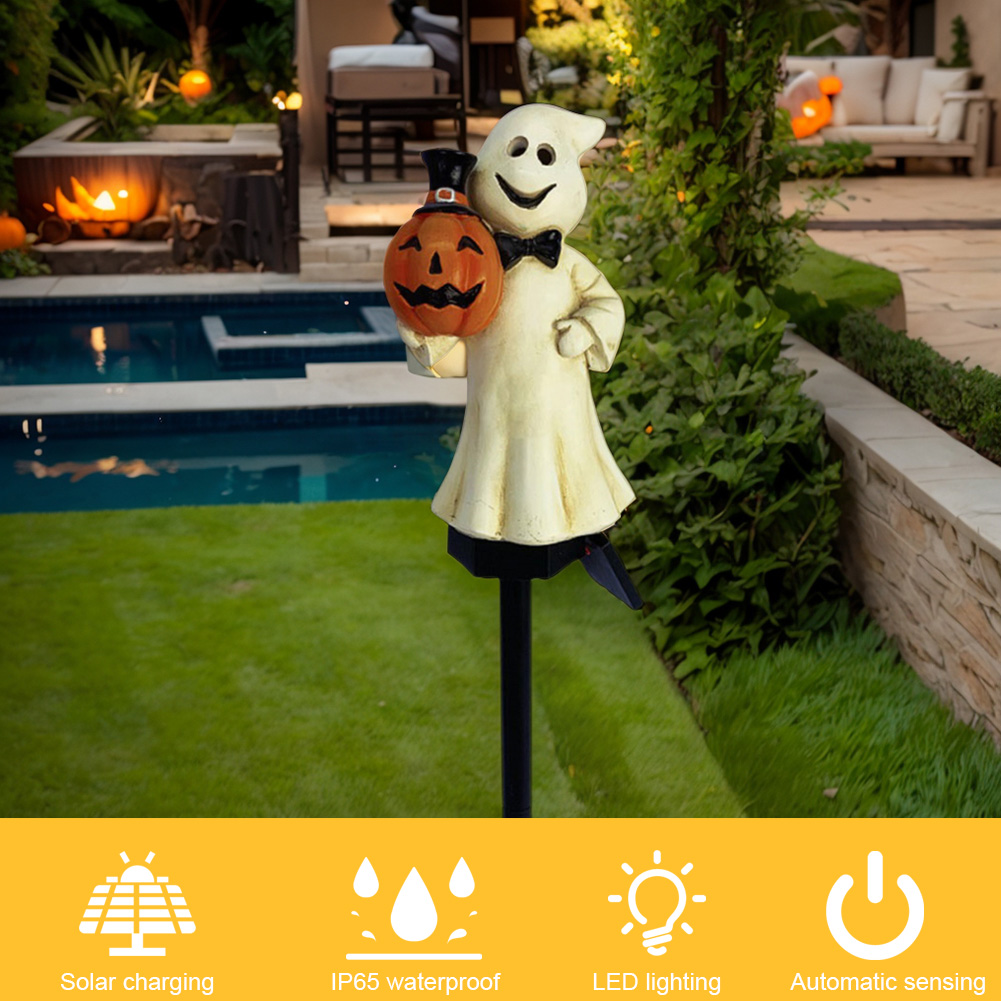 Outdoor Lighting Yard Decoration - 屋外ハロウィンゴーストパスウェイライト防水ハロウィンソーラーパンプキンステークライト、庭、ヤード、芝生、パーティーの装飾用