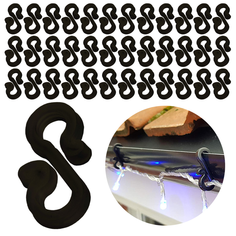 Outdoor Lighting Xmas - クリスマス休暇用の耐候性プラスチッククリップ、S字型クリップ、雨樋フックハンガー、屋外ロープライト、120個