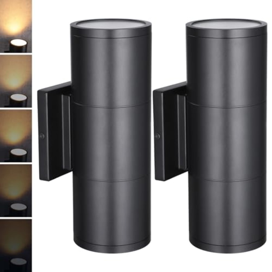 Outdoor Lighting Up And Down - 3000K LEDシリンダーアップダウンウォールライト屋外用、0-277V調光可能アルミニウム防水ハイエンドウォールスコンス、ETL認証済みエクステリアフロント