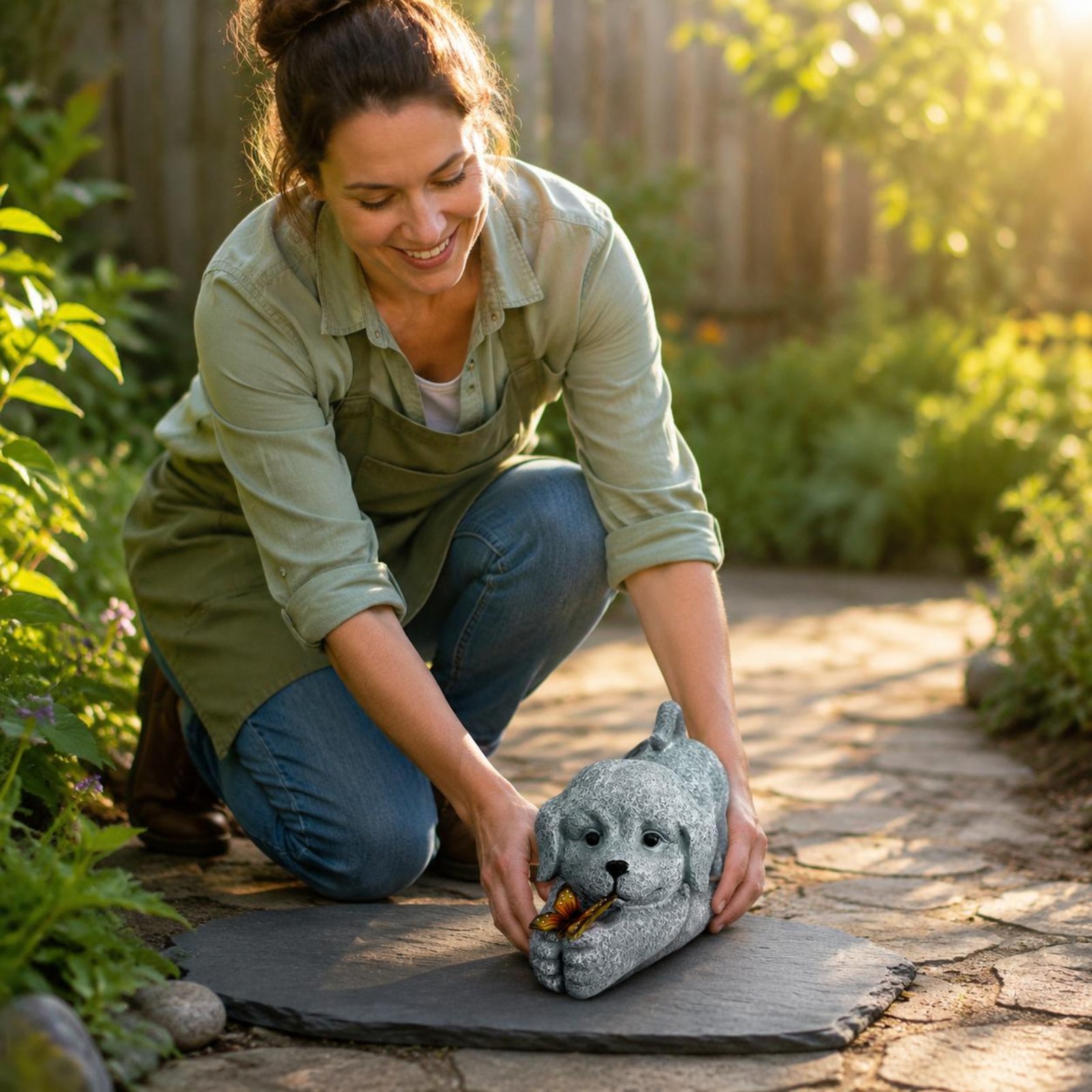 Outdoor Lighting Yard Decoration - ソーラー犬像樹脂工芸品ソーラー犬ライト屋外装飾省エネ庭用配線不要