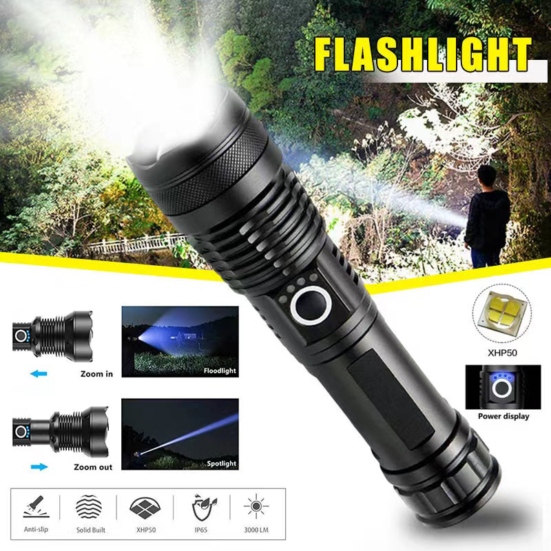Outdoor Lighting Nearby - ハイパワー XHP70 LED 懐中電灯 USB-C 充電式トーチ
