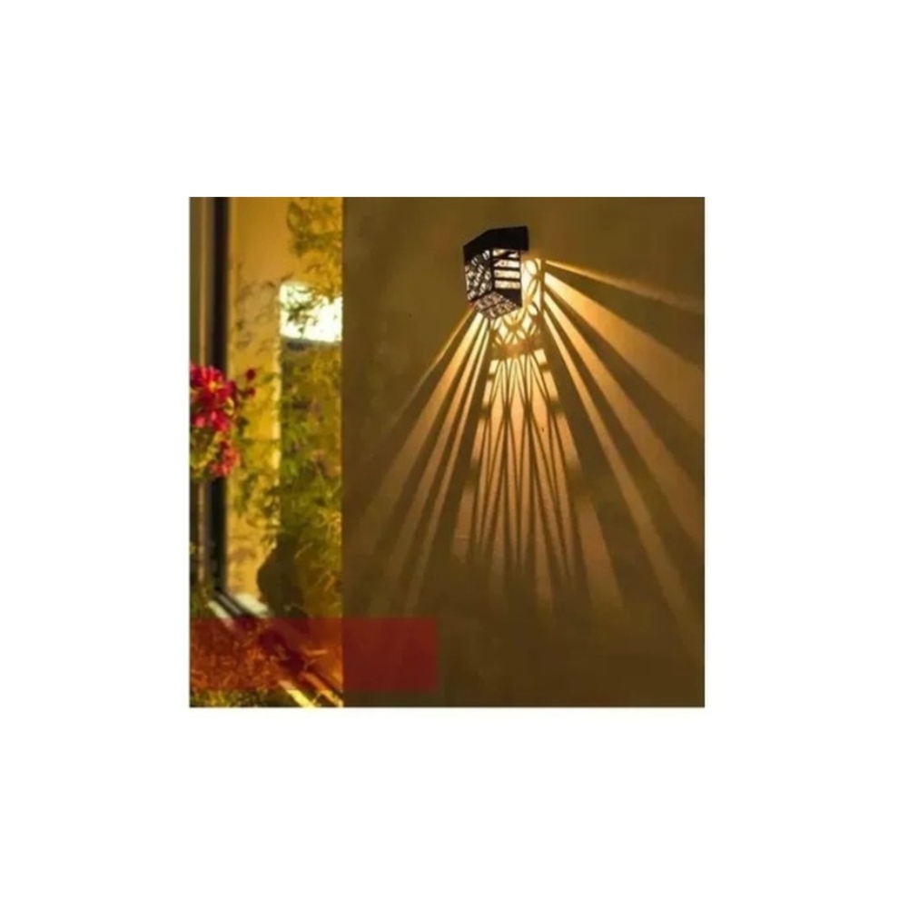Outdoor Lighting Yard Decoration - ソーラー式LEDガーデンフェンスライト 防水屋外装飾壁ランプ 庭園通路景観照明 ブラックABS PC製