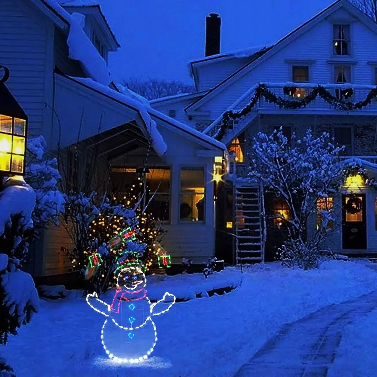 アニメーションスノーボールライトLEDグリッター雪だるまクリ - Outdoor Lighting Xmas のレビューと価格