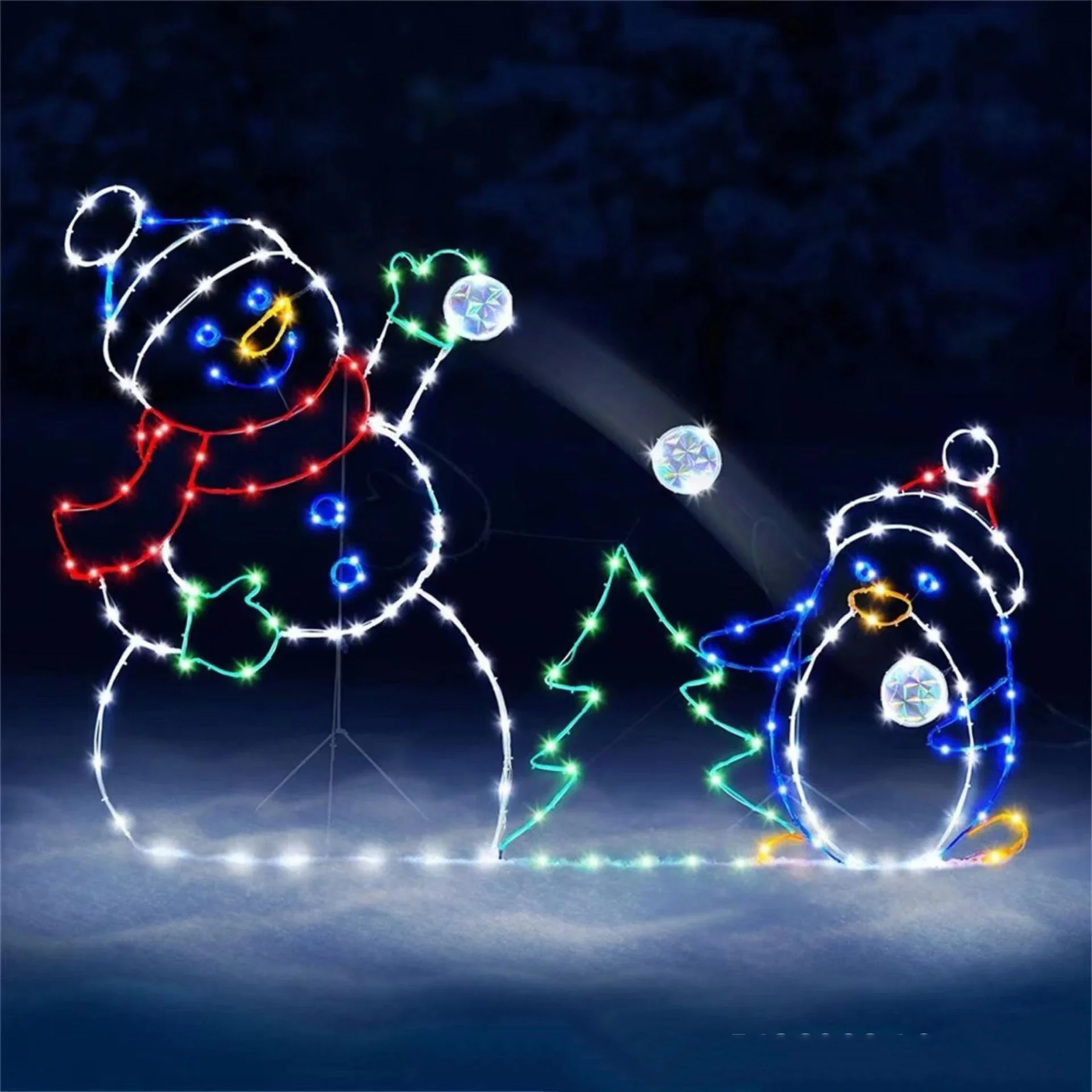 アニメーションスノーボールライトLEDグリッター雪だるまクリ - Outdoor Lighting Xmas のレビューと価格