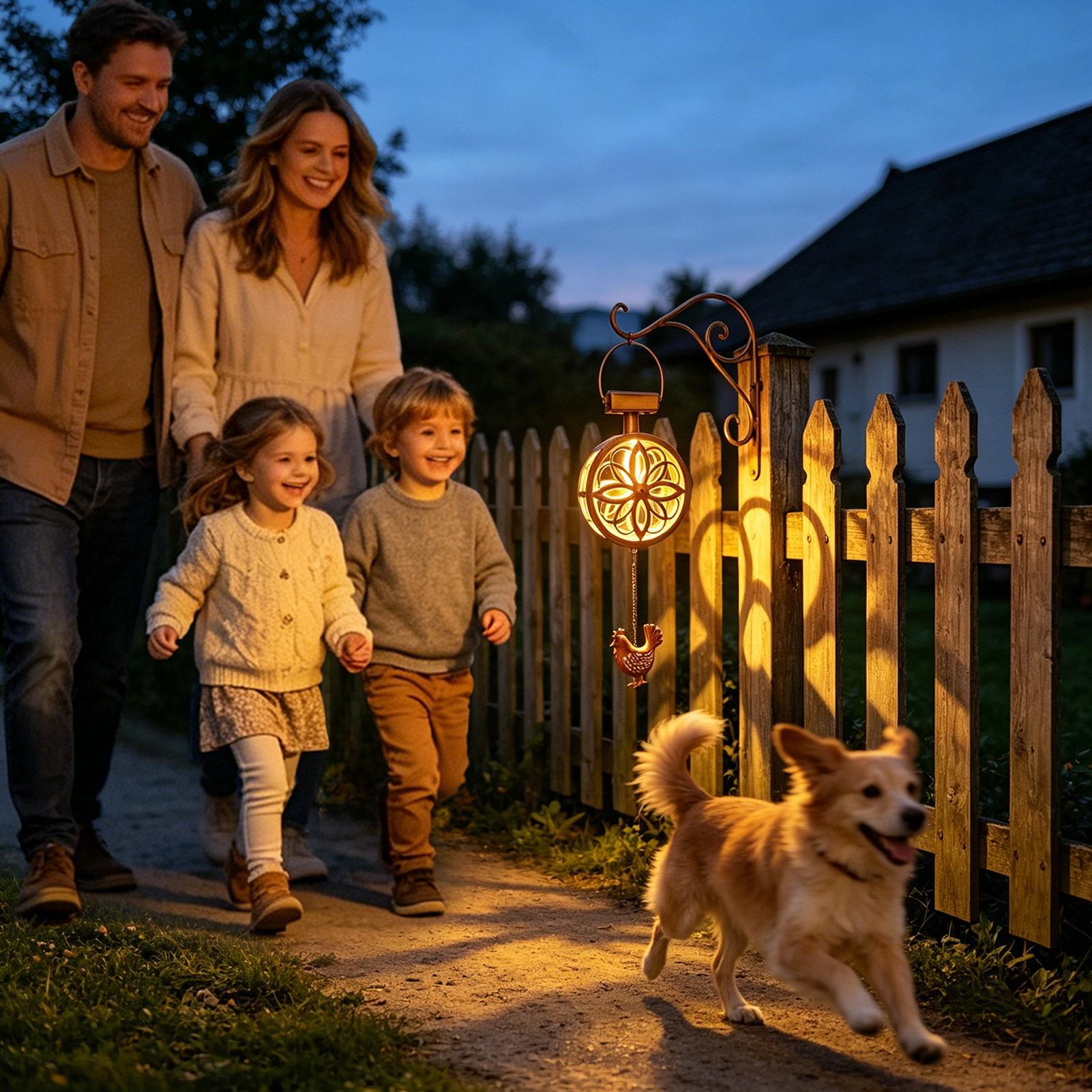 ソーラー屋外吊り下げペンダントライト鉄風鈴フラワーランプ防水 - Outdoor Lighting Yard Decoration のレビューと価格