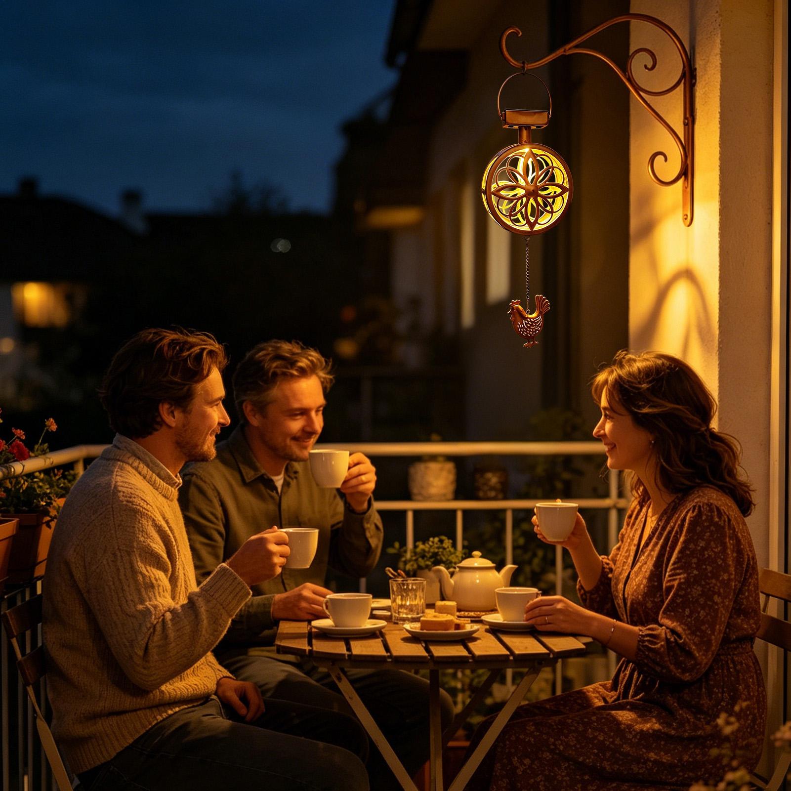 ソーラー屋外吊り下げペンダントライト鉄風鈴フラワーランプ防水 - Outdoor Lighting Yard Decoration のレビューと価格