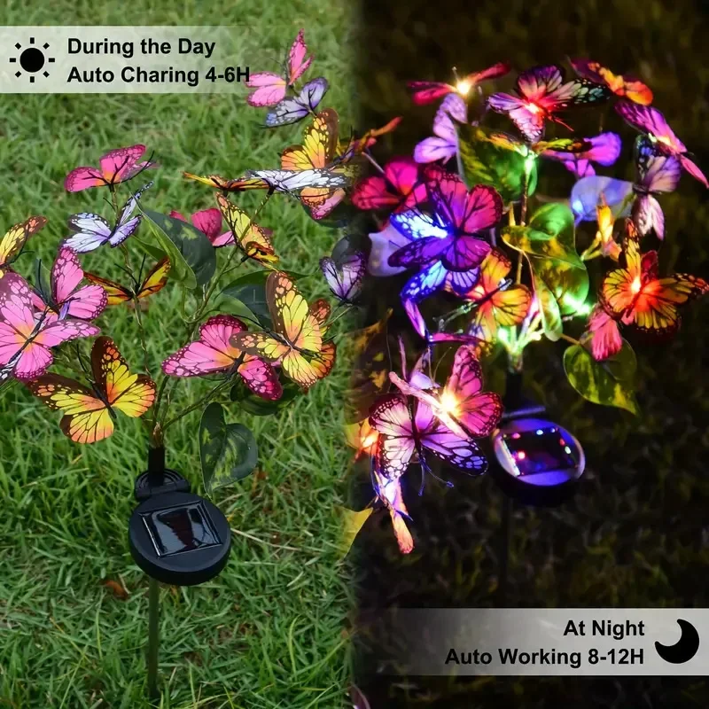 ソーラー LED バタフライガーデンライト防水カラフルな屋外 - Outdoor Lighting Xmas のレビューと価格