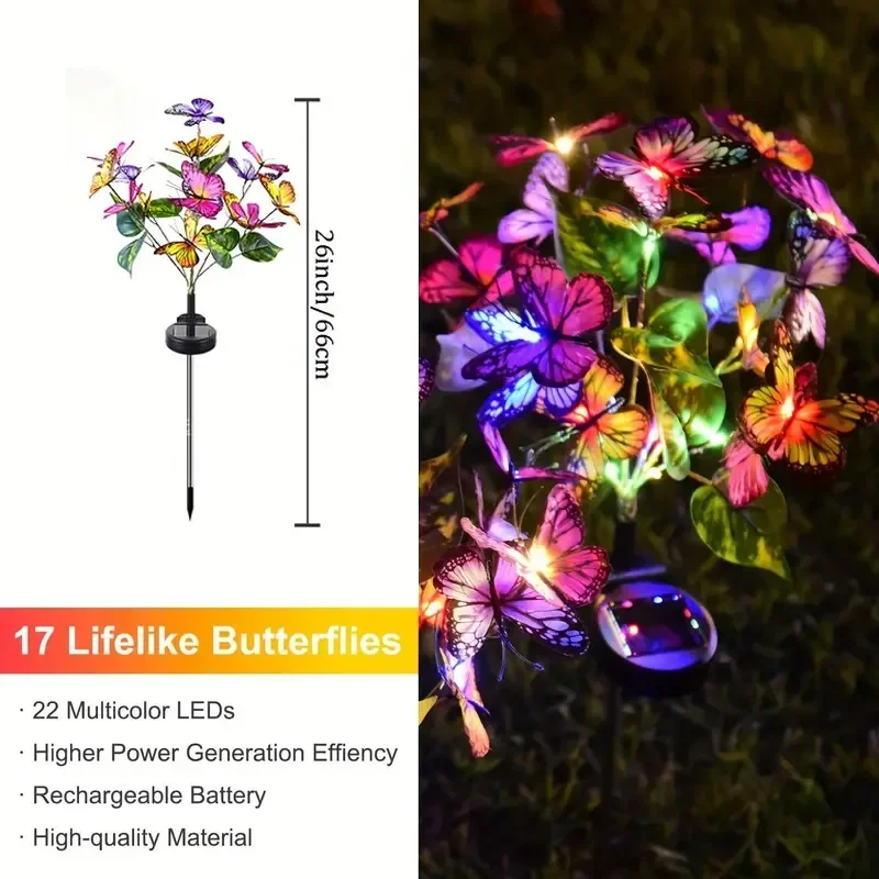 ソーラー LED バタフライガーデンライト防水カラフルな屋外 - Outdoor Lighting Xmas のレビューと価格
