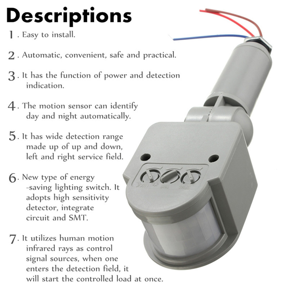 モーションセンサー 220v 12vモーション検出器自動赤外 - Outdoor Lighting Timer Switch のレビューと価格