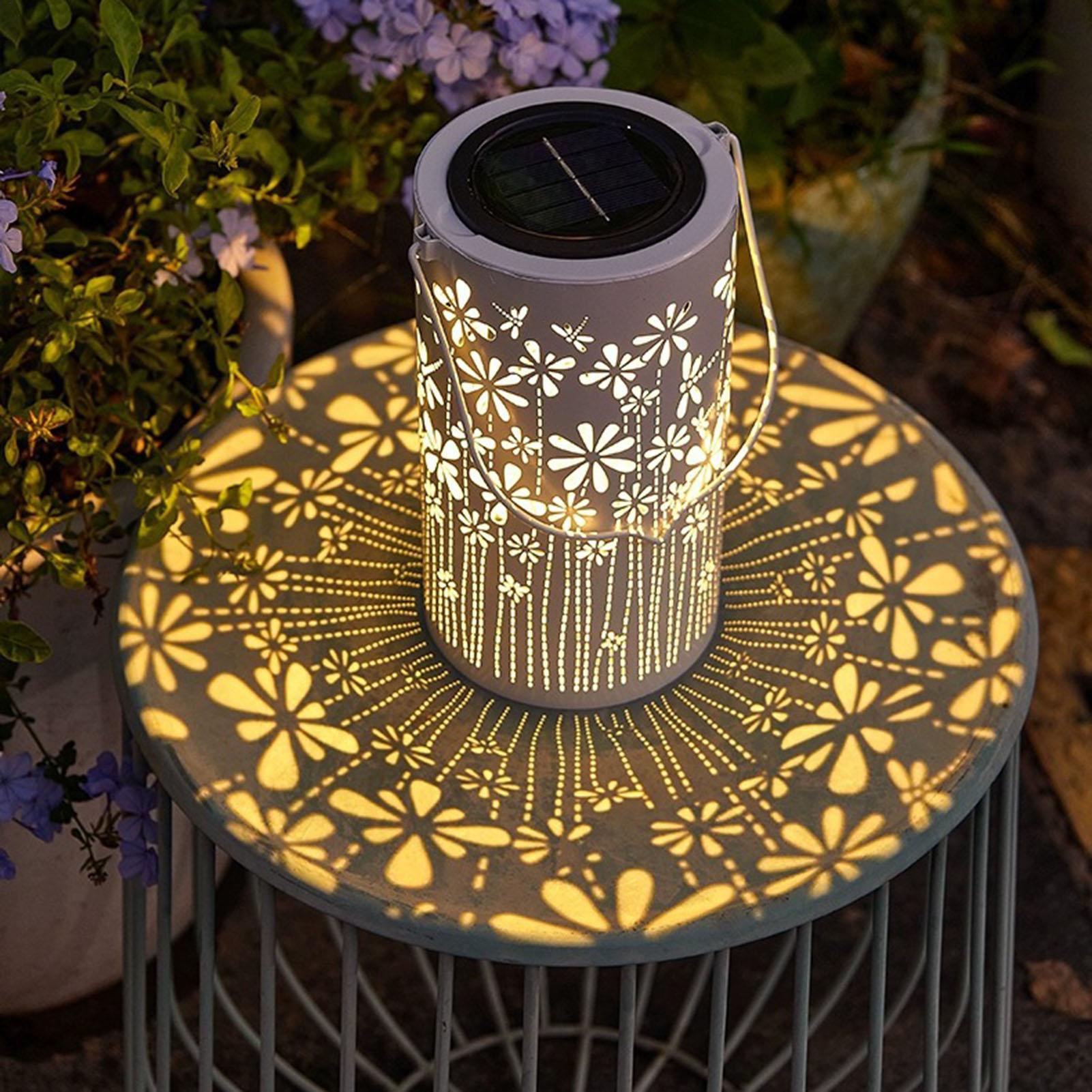 ソーラーランタン装飾的なカラフルな金属製フラワーライトソーラ - Outdoor Lighting Yard Decoration のレビューと価格