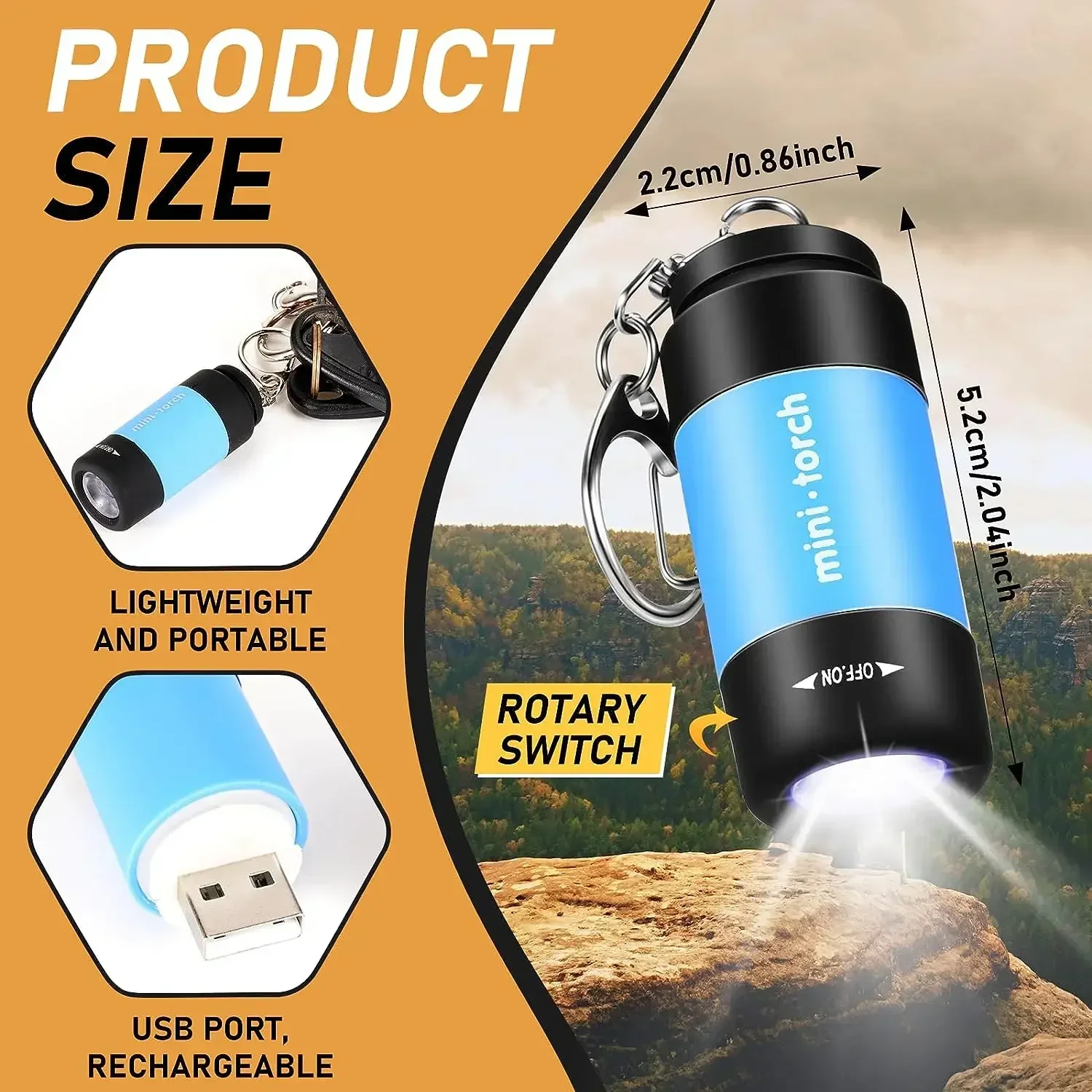 USB 充電 LED 懐中電灯多機能強力な光ポケットキーホル - Outdoor Lighting Nearby のレビューと価格