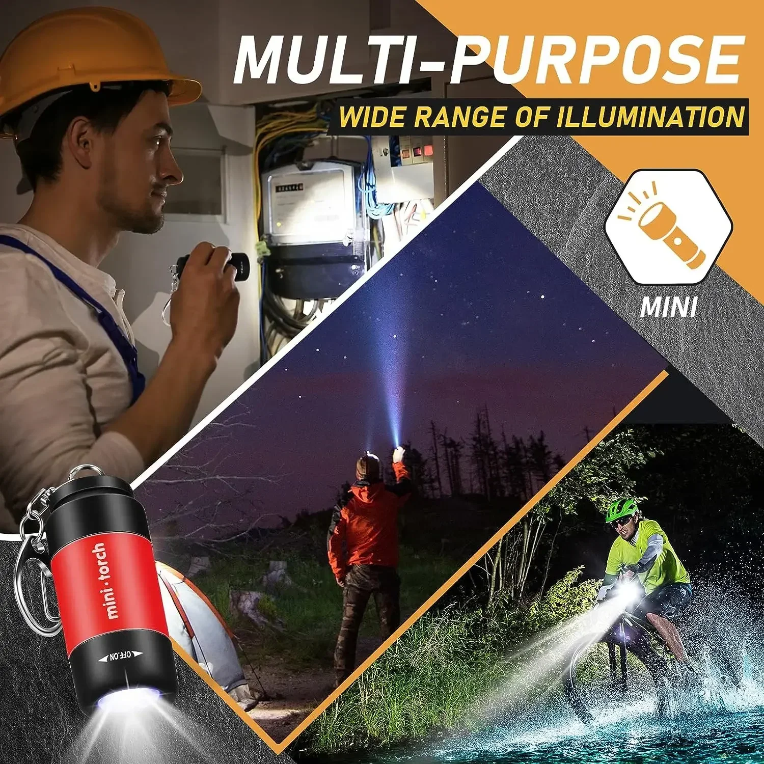 USB 充電 LED 懐中電灯多機能強力な光ポケットキーホル - Outdoor Lighting Nearby のレビューと価格