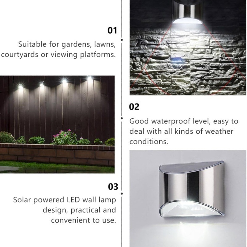 2 個ソーラーガーデンライトステンレス鋼中庭壁ランプ防水屋外 - Outdoor Lighting Up And Down のレビューと価格