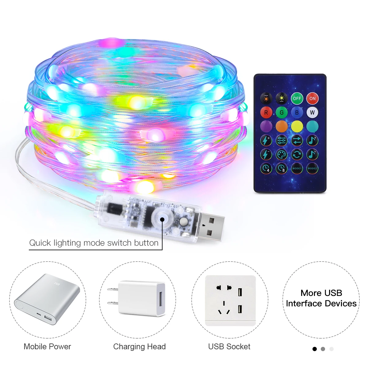 屋外中庭フェンス窓装飾ライトストリングUSB 5V RGB  - Outdoor Lighting Xmas のレビューと価格