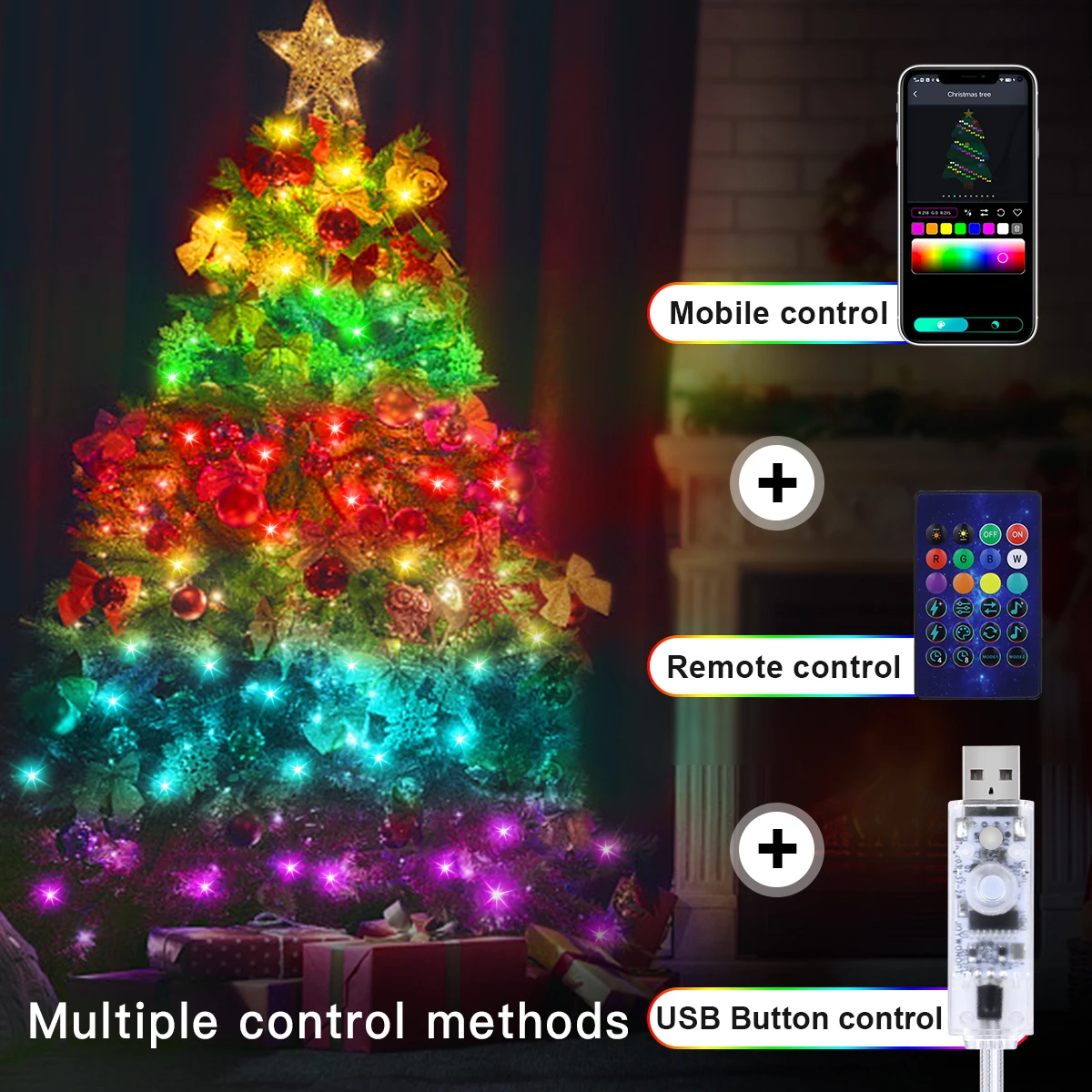 屋外中庭フェンス窓装飾ライトストリングUSB 5V RGB  - Outdoor Lighting Xmas のレビューと価格