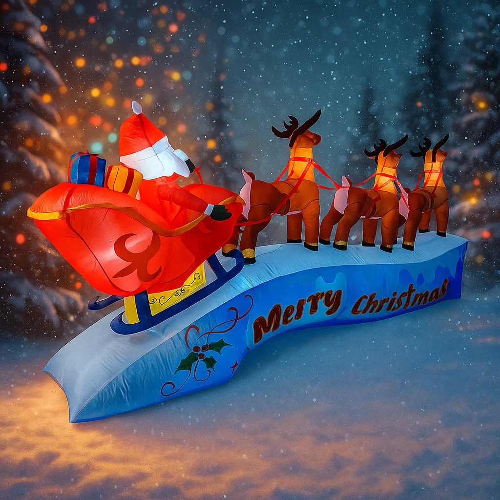 11.8フィート サンタクロース トナカイそり インフレータ - Outdoor Lighting Xmas のレビューと価格