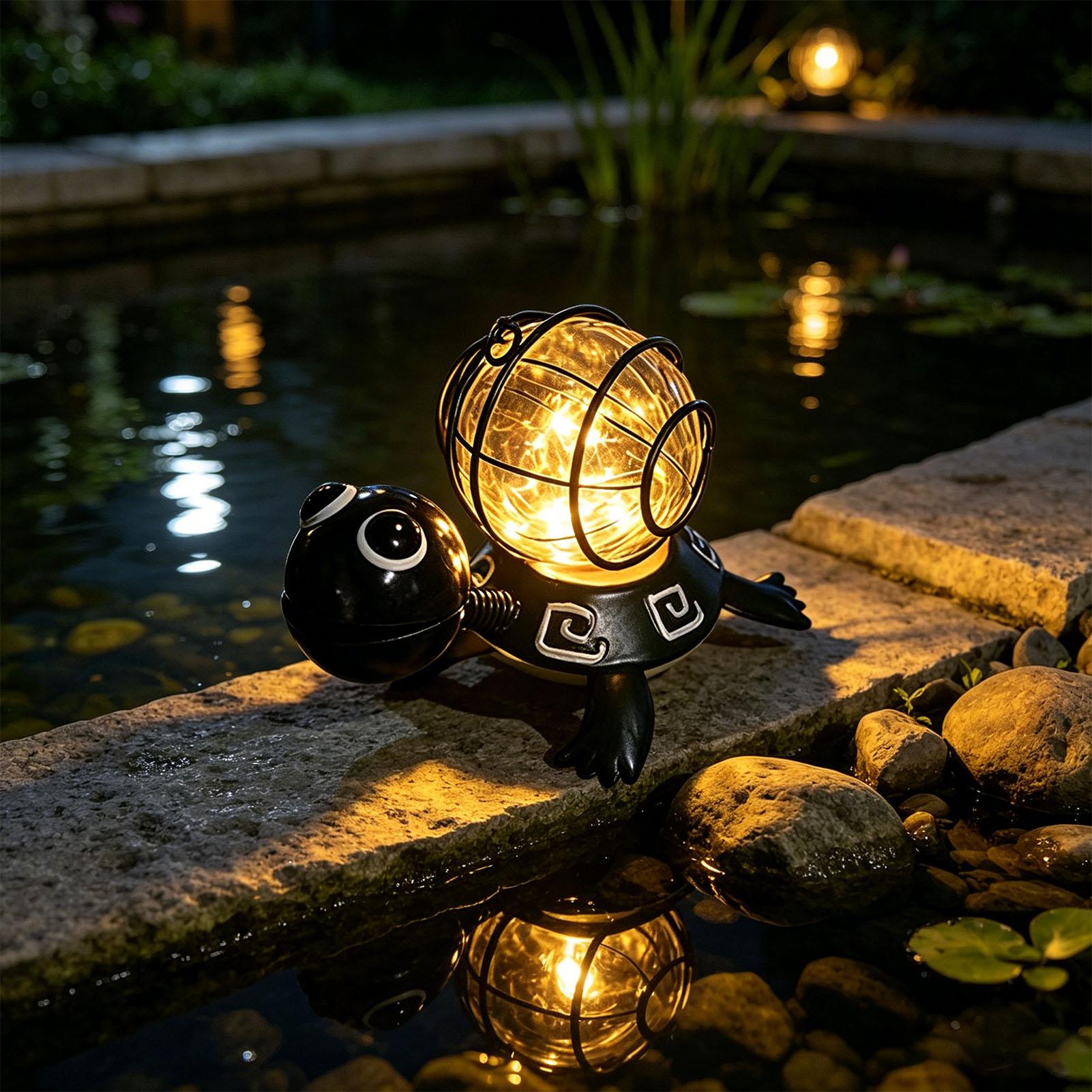 カメ型ソーラーライト 屋外ガーデン 防水メタルカメ型装飾ライ - Outdoor Lighting Yard Decoration のレビューと価格