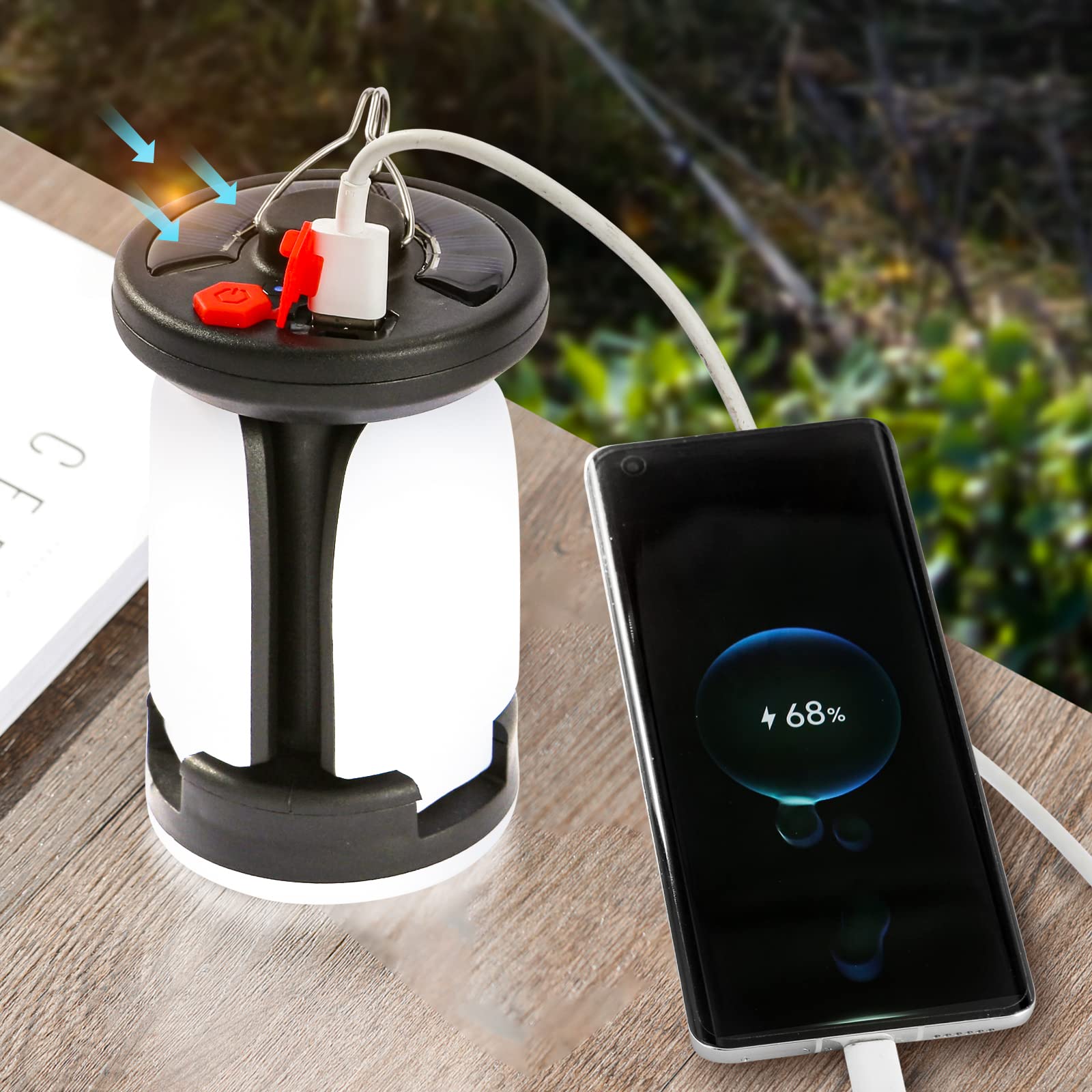 高出力ソーラーLEDキャンプランタン、折りたたみ式ライト付き - Outdoor Lighting Transformer のレビューと価格