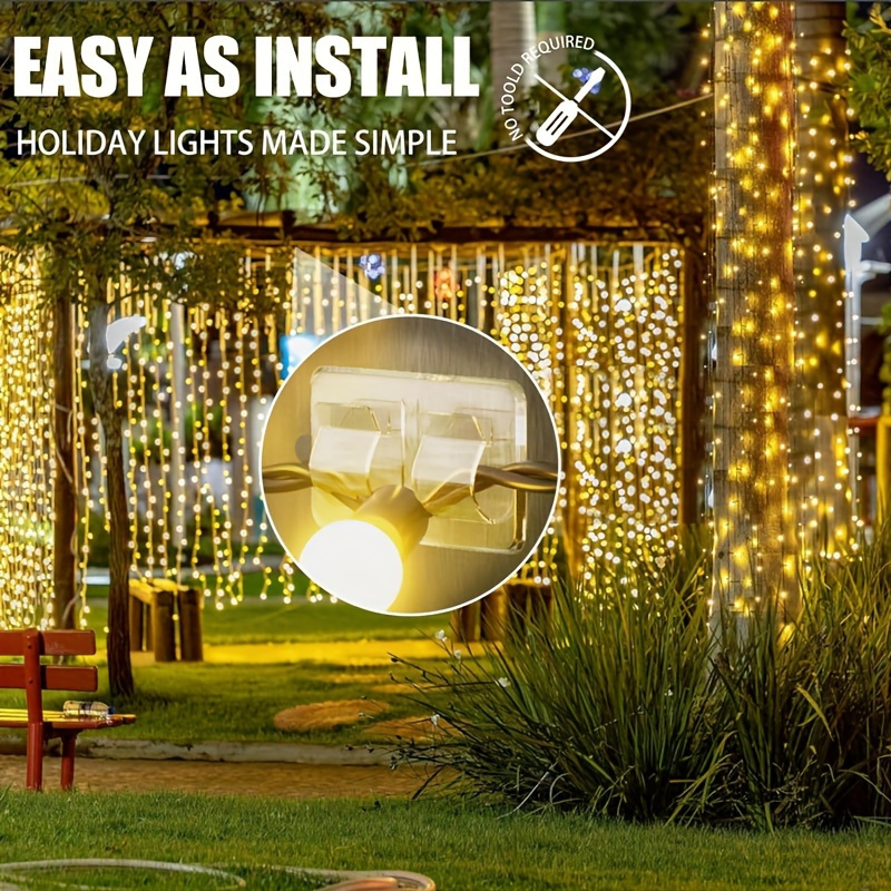 屋外ストリングライト用の粘着フック,透明なクリップ,耐久性, - Outdoor Lighting Xmas のレビューと価格