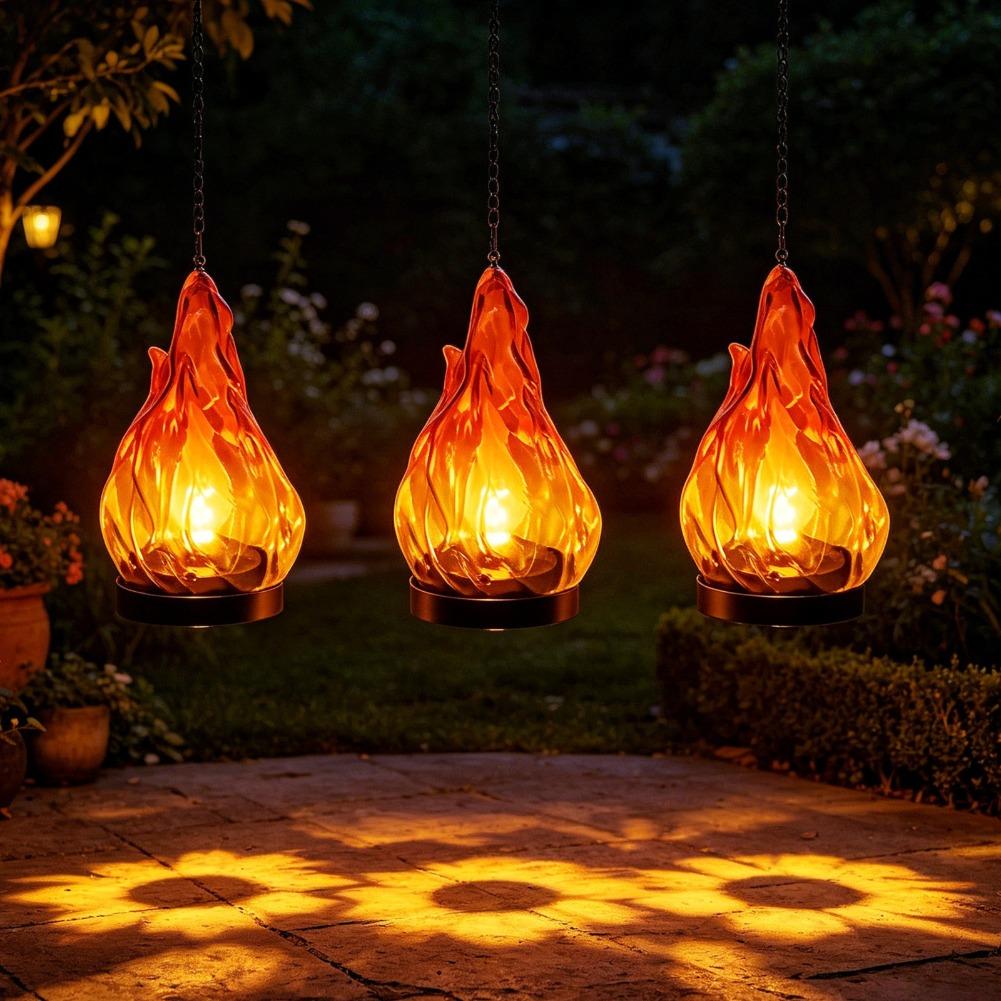 ソーラーフレームハンギングランタンライトIP65防水フリッカ - Outdoor Lighting Yard Decoration のレビューと価格