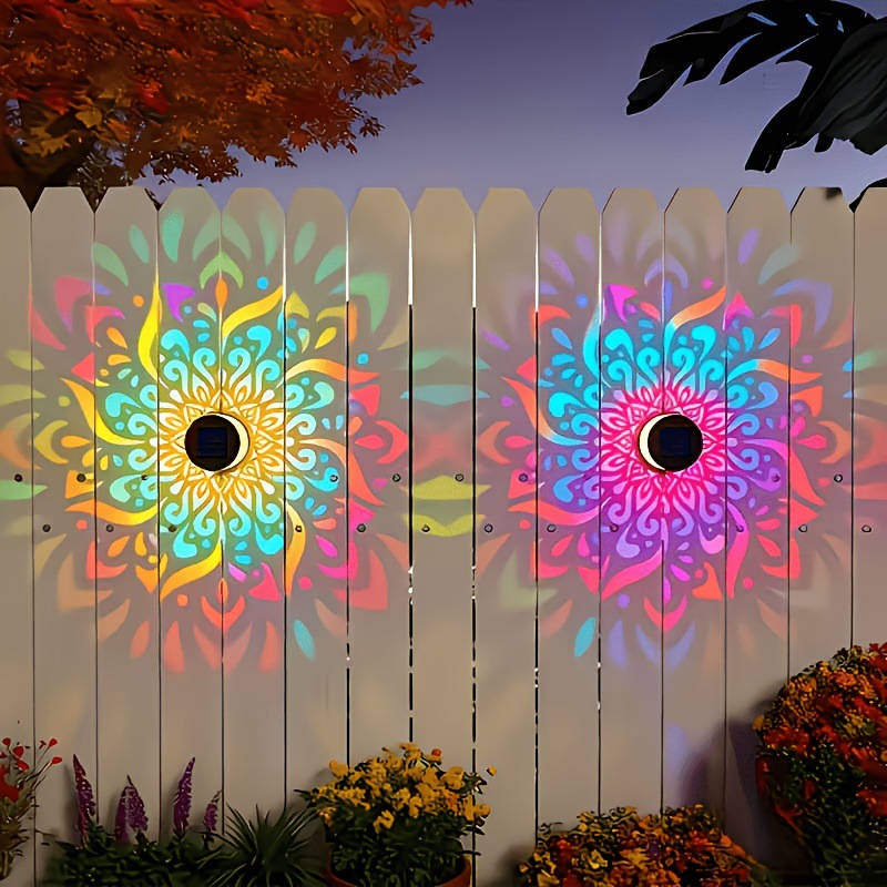 ソーラーLEDウォールライトマンダラプロジェクションランタン - Outdoor Lighting Yard Decoration のレビューと価格