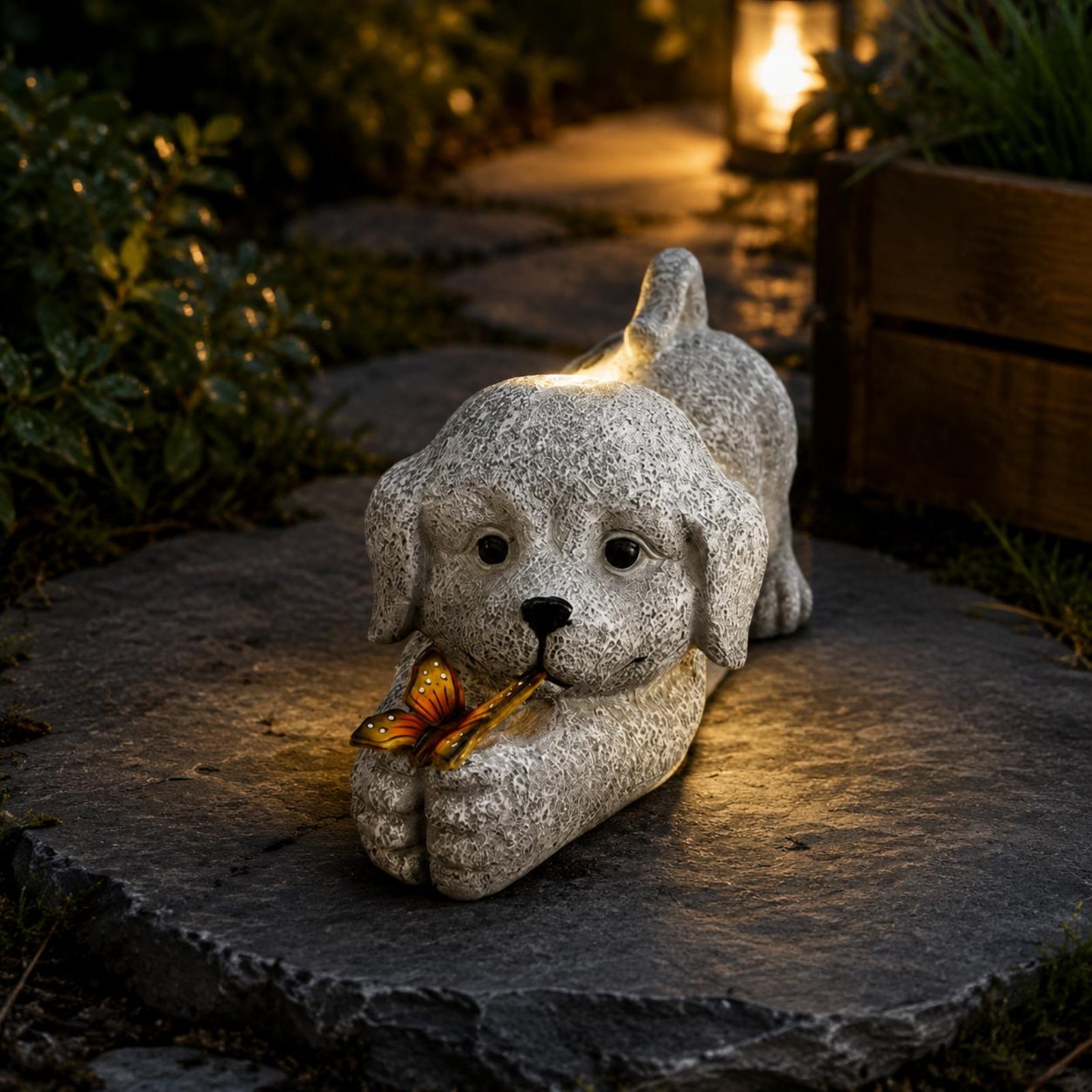 ソーラー犬像樹脂工芸品ソーラー犬ライト屋外装飾省エネ庭用配線 - Outdoor Lighting Yard Decoration のレビューと価格