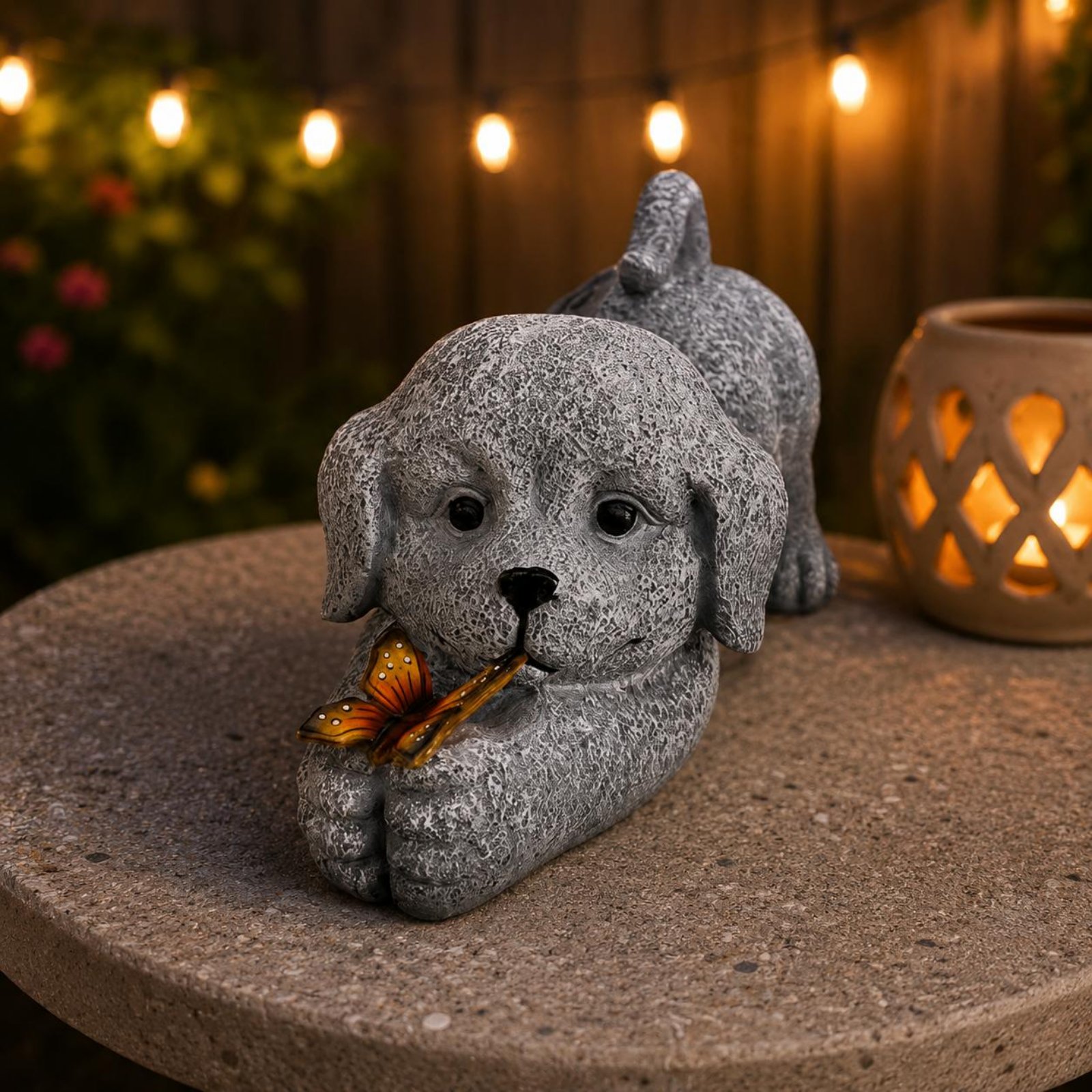 ソーラー犬像樹脂工芸品ソーラー犬ライト屋外装飾省エネ庭用配線 - Outdoor Lighting Yard Decoration のレビューと価格