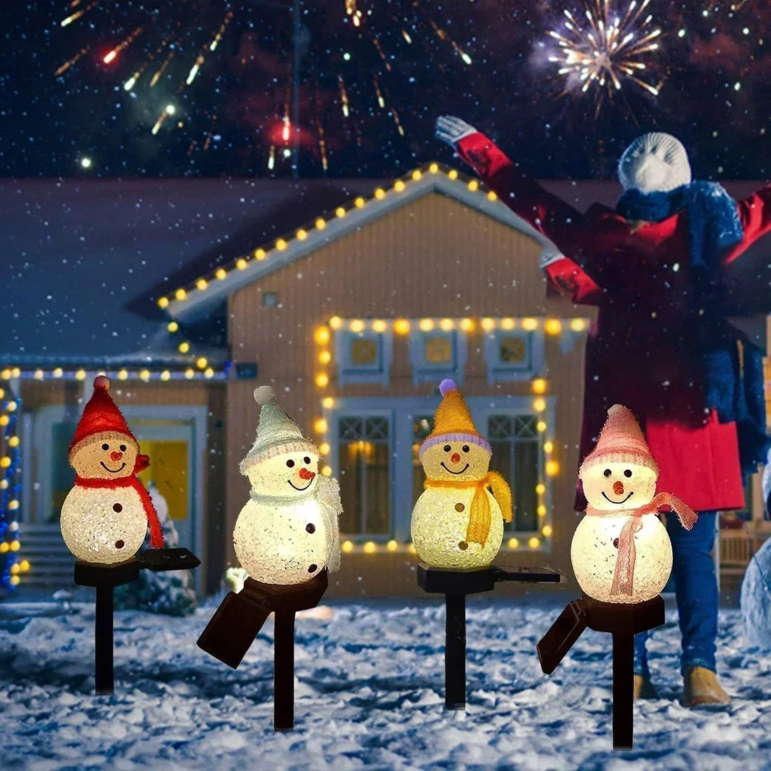 クリスマス雪だるまソーラーガーデンライト LED 防水屋外庭 - Outdoor Lighting Yard Decoration のレビューと価格
